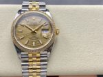 VS Factory Rolex Datejust 36 Two-Tone Yellow Gold Diamond Bezel Golden Fluted Motif (126283RBR) 1:1 Super Clone – DD3235 Movement - Image 2
