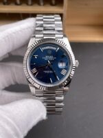 VS Factory (V2) Rolex Day-Date 40mm Blue Sunburst Roman Dial Fluted Bezel President Bracelet (228239) 1:1 Super Clone – DD3255 Movement