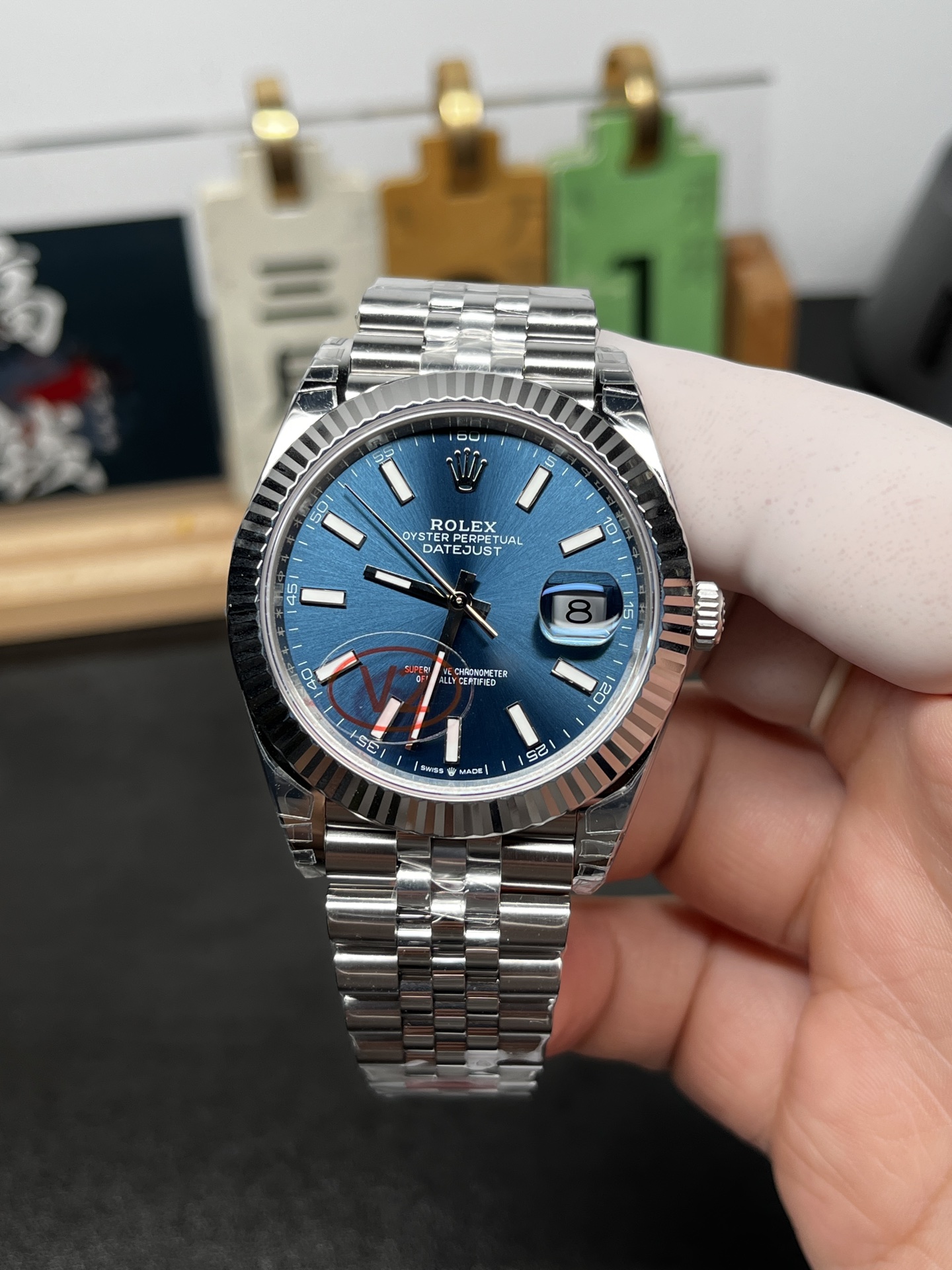 i1772341715610_1797_0_0-1.jpg VS Factory (V2) Rolex Datejust 41mm Blue Sunburst Dial Fluted Bezel Jubilee Bracelet (126334) 1:1 Super Clone – DD3235 Movement - Image 1
