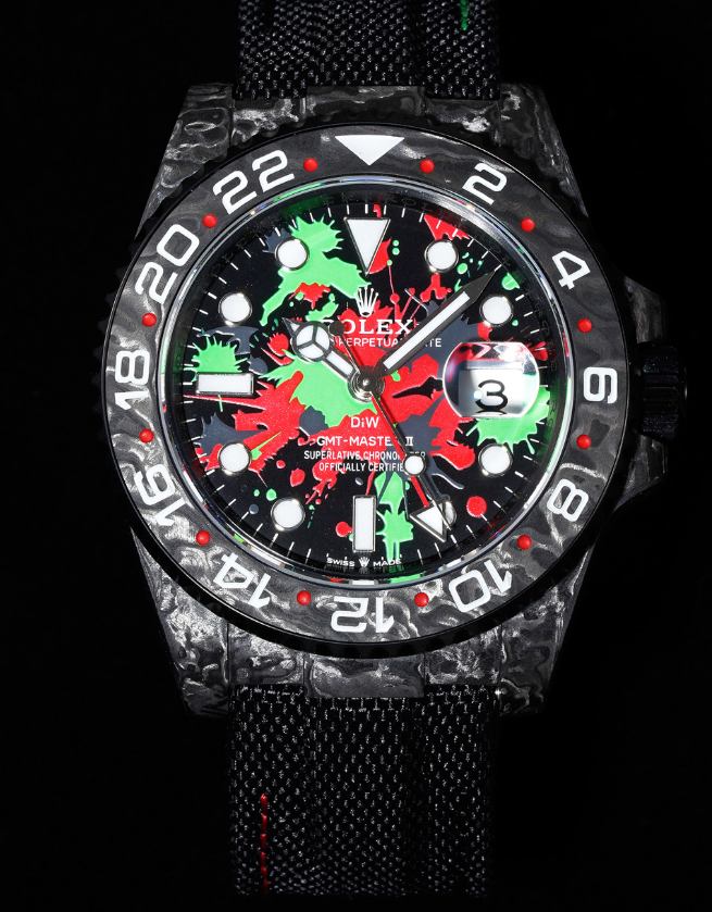 vsf-10266-7a58a90a80-8-1 VS Factory Rolex GMT-Master II “DiW Carbon Splatter” Forged Carbon Fiber (Custom Edition) 1:1 Super Clone – DD3285 Movement - Image 1