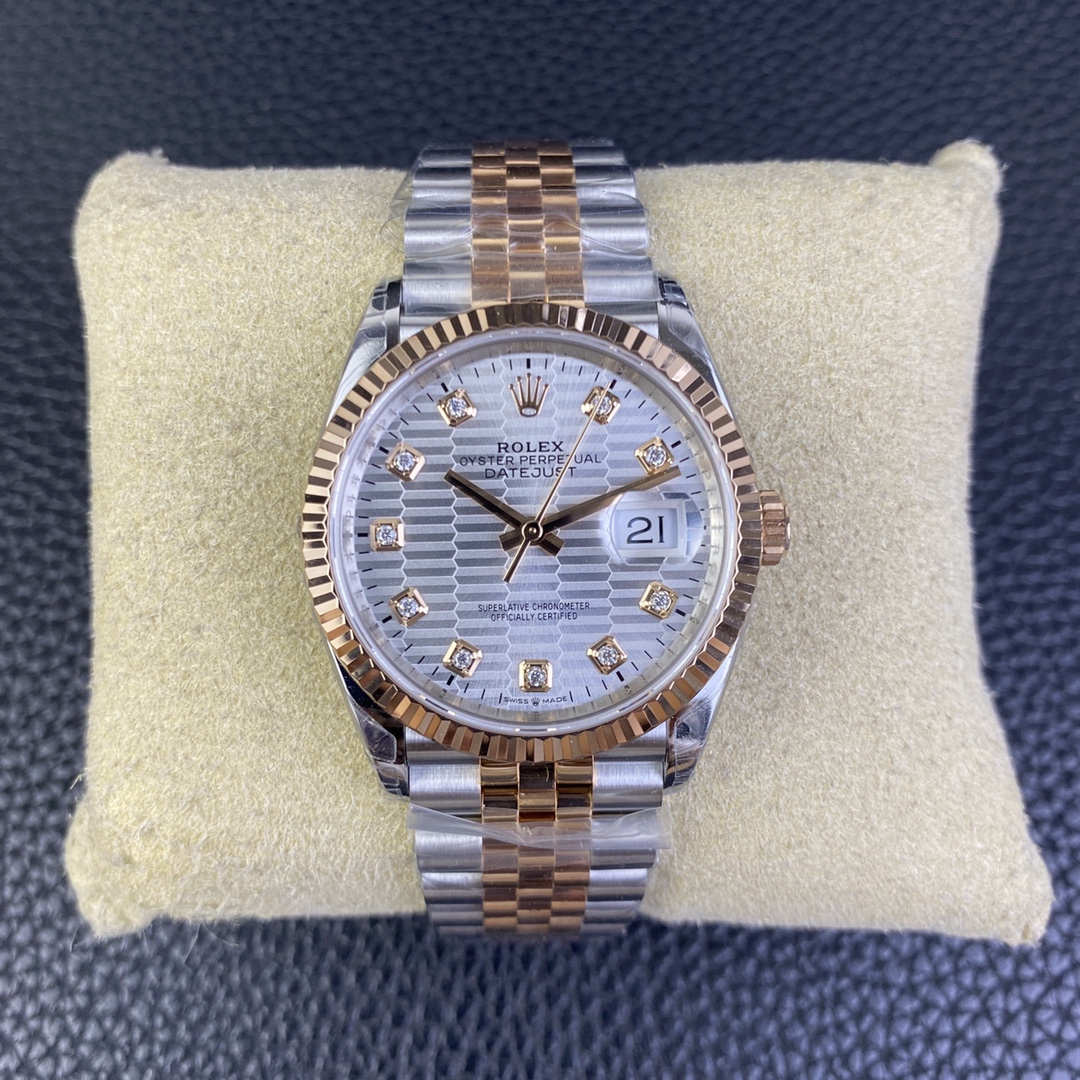 vsf-11611-bb70c9b979-i1682349147_8294_0-1 VS Factory Rolex Datejust 36mm Two-Tone Rose Gold Silver Fluted Motif Diamond Dial Jubilee Bracelet (126231) 1:1 Super Clone – DD3235 Movement - Image 1
