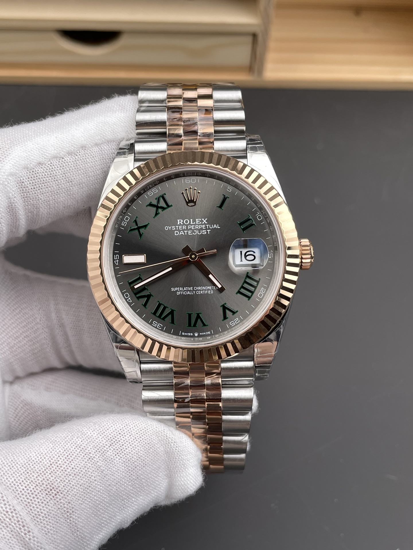 vsf-12070-c08006d819-i1751880085848_9341_0_0-1 VS Factory Rolex Datejust 36mm Two-Tone Rose Gold Slate “Wimbledon” Dial Fluted Bezel Jubilee Bracelet (126231) 1:1 Super Clone – DD3235 Movement - Image 1