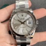 VS Factory Rolex Datejust 41mm Silver Sunburst Dial Fluted Bezel Oyster Bracelet (126334) 1:1 Super Clone – DD3235 Movement