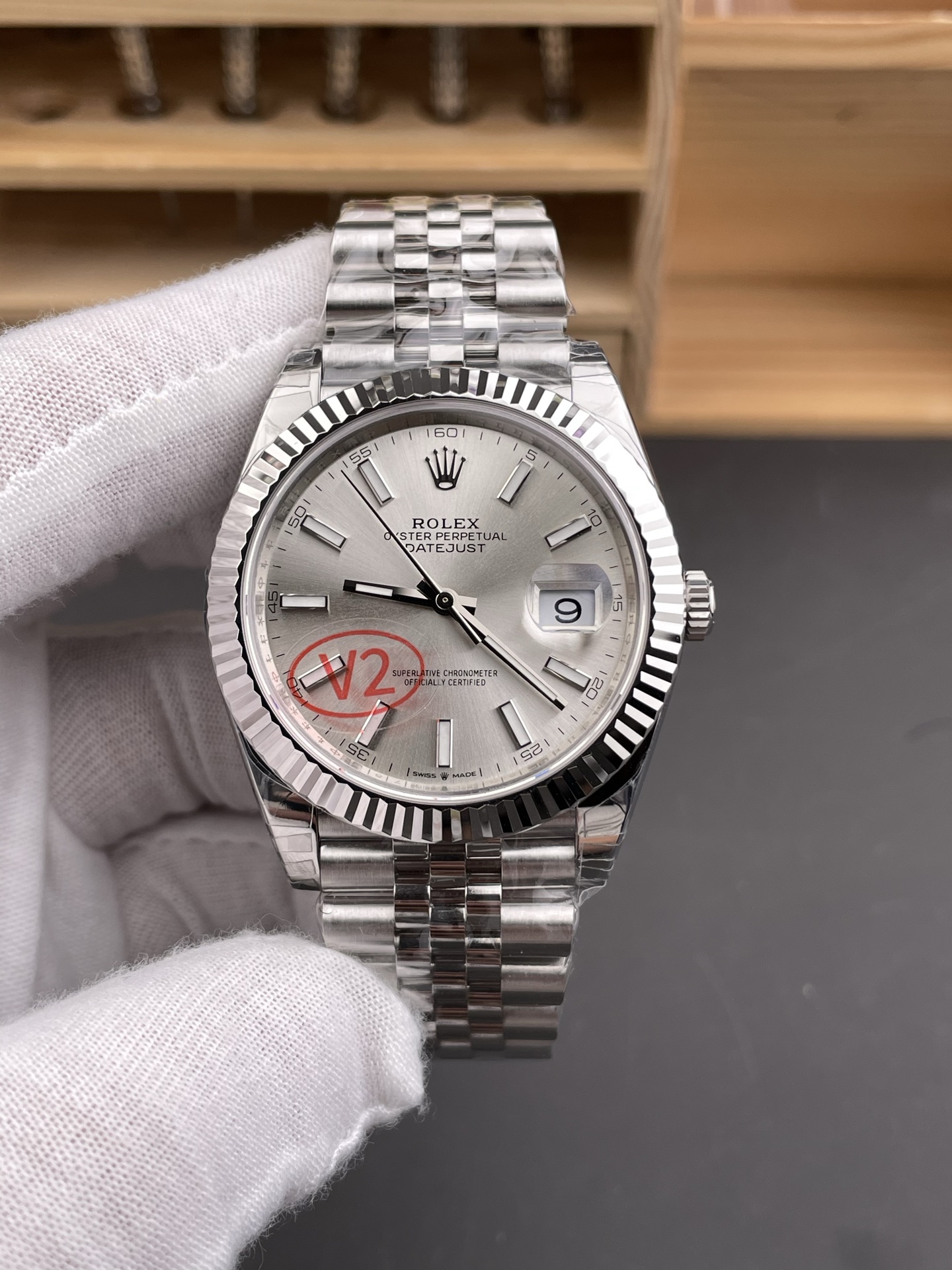 vsf-12160-b75b4d1730-i1765648036777_2547_0_0-1 VS Factory (V2) Rolex Datejust 41mm Silver Sunburst Dial Fluted Bezel Jubilee Bracelet (126334) 1:1 Super Clone – DD3235 Movement - Image 1