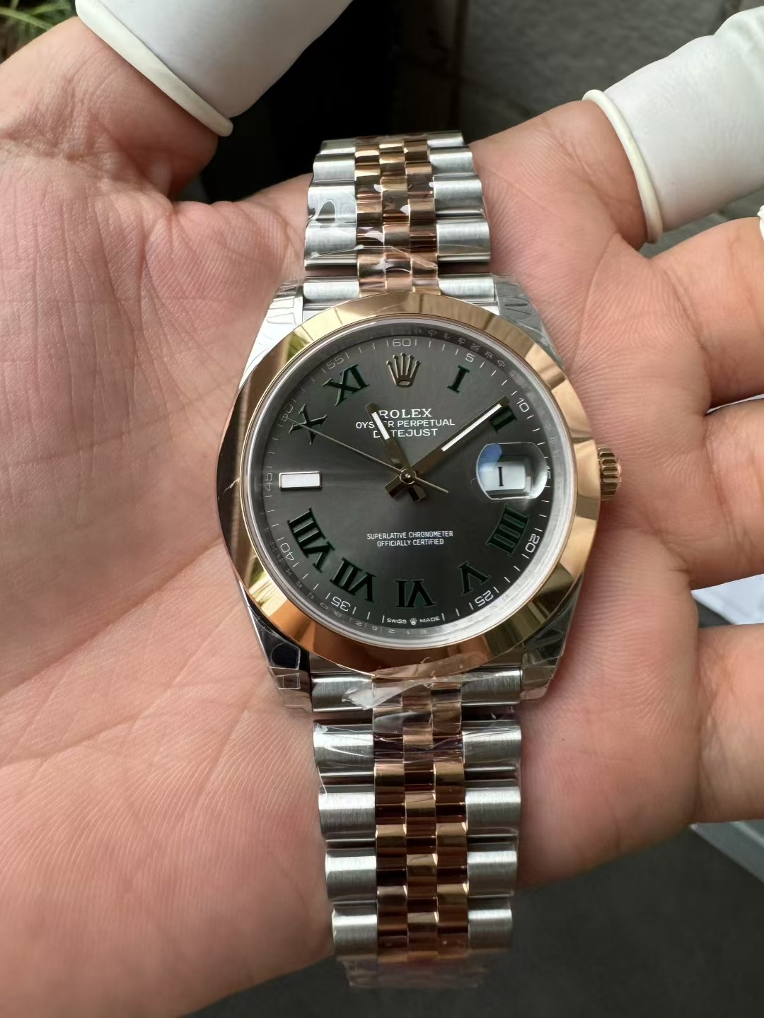 vsf-12237-b7e0b12896-i1754603186464_5098_0_2-1-1 VS Factory Rolex Datejust 41mm Two-Tone Rose Gold Slate “Wimbledon” Dial Smooth Bezel Jubilee Bracelet (126301) 1:1 Super Clone – DD3235 Movement - Image 1