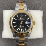 VS Factory Rolex Datejust 41mm Two-Tone Yellow Gold Black Sunburst Dial Fluted Bezel Oyster Bracelet (126333) 1:1 Super Clone – DD3235 Movement - Image 2