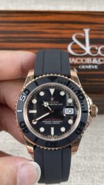 VS Factory Rolex Yacht-Master 40mm Rose Gold Matte Black Dial Ceramic Bezel Oysterflex Strap (126655) 1:1 Super Clone – DD3235 Movement