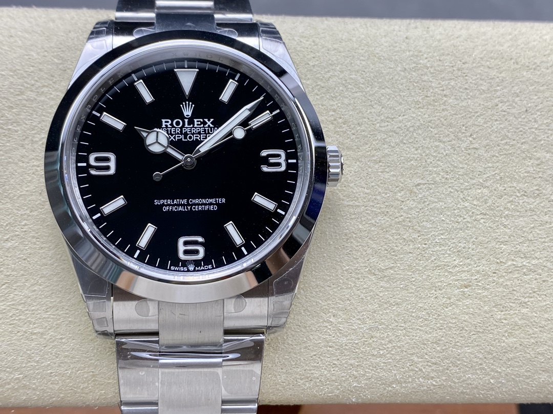 vsf-12455-123f297a6b-a1734437226658_6008-1 VS Factory Rolex Explorer 36mm Black “3-6-9” Dial Smooth Bezel Oyster Bracelet (124270) 1:1 Super Clone – DD3230 Movement - Image 1