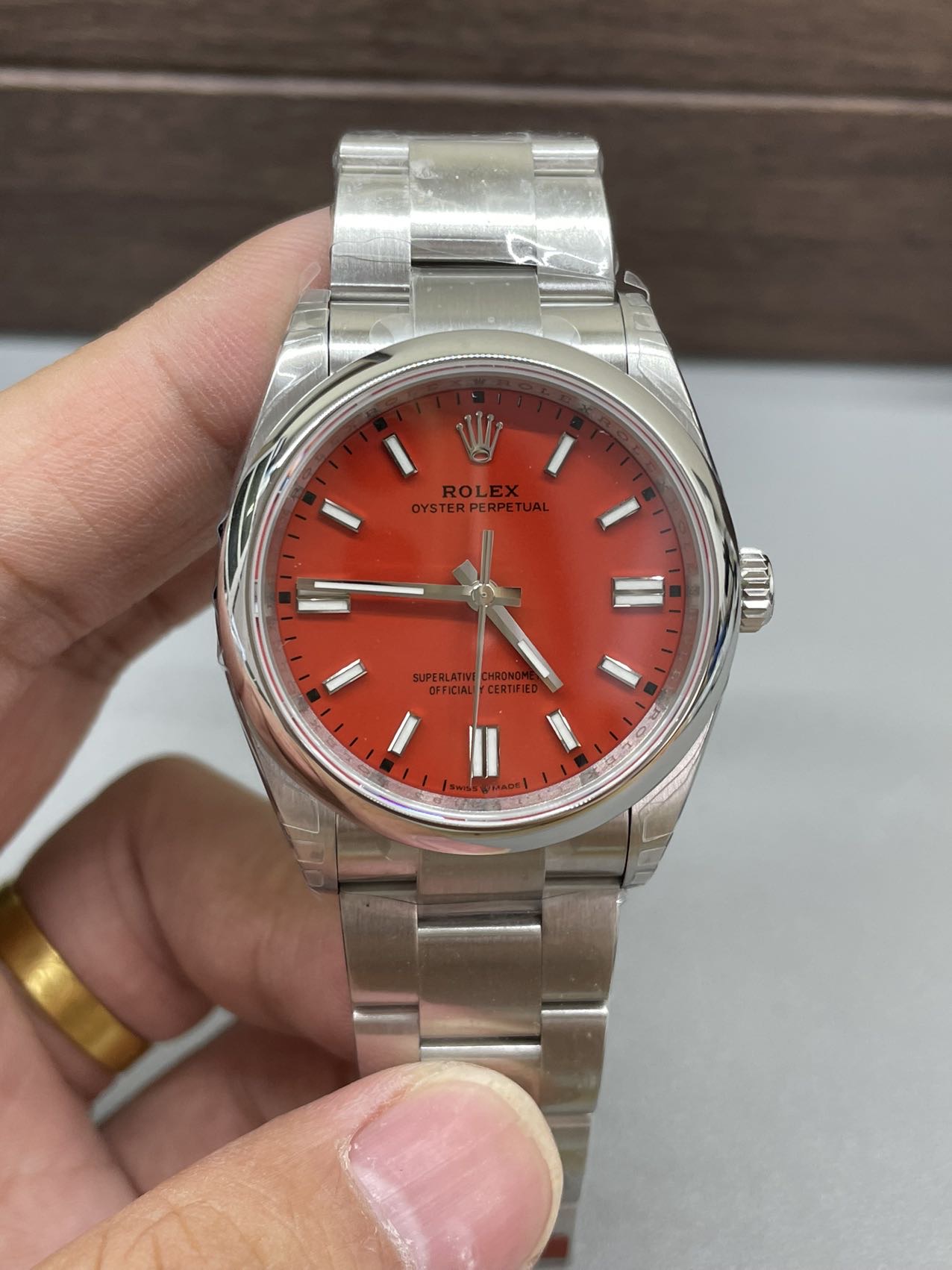 vsf-12560-ea370609e3-m1724839613797_8967-1 VS Factory Rolex Oyster Perpetual 36mm Coral Red Dial Smooth Bezel Oyster Bracelet (126000) 1:1 Super Clone – DD3230 Movement - Image 1