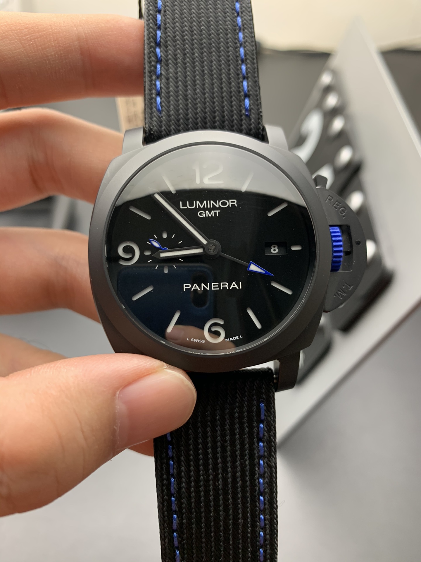 vsf-14717-ea9f6bda5b-i1627111078_2059_0-1 VS Factory Panerai Luminor GMT Ceramica “Bucherer Blue” PAM01176 1:1 Super Clone – DDP.9010 GMT Movement - Image 1