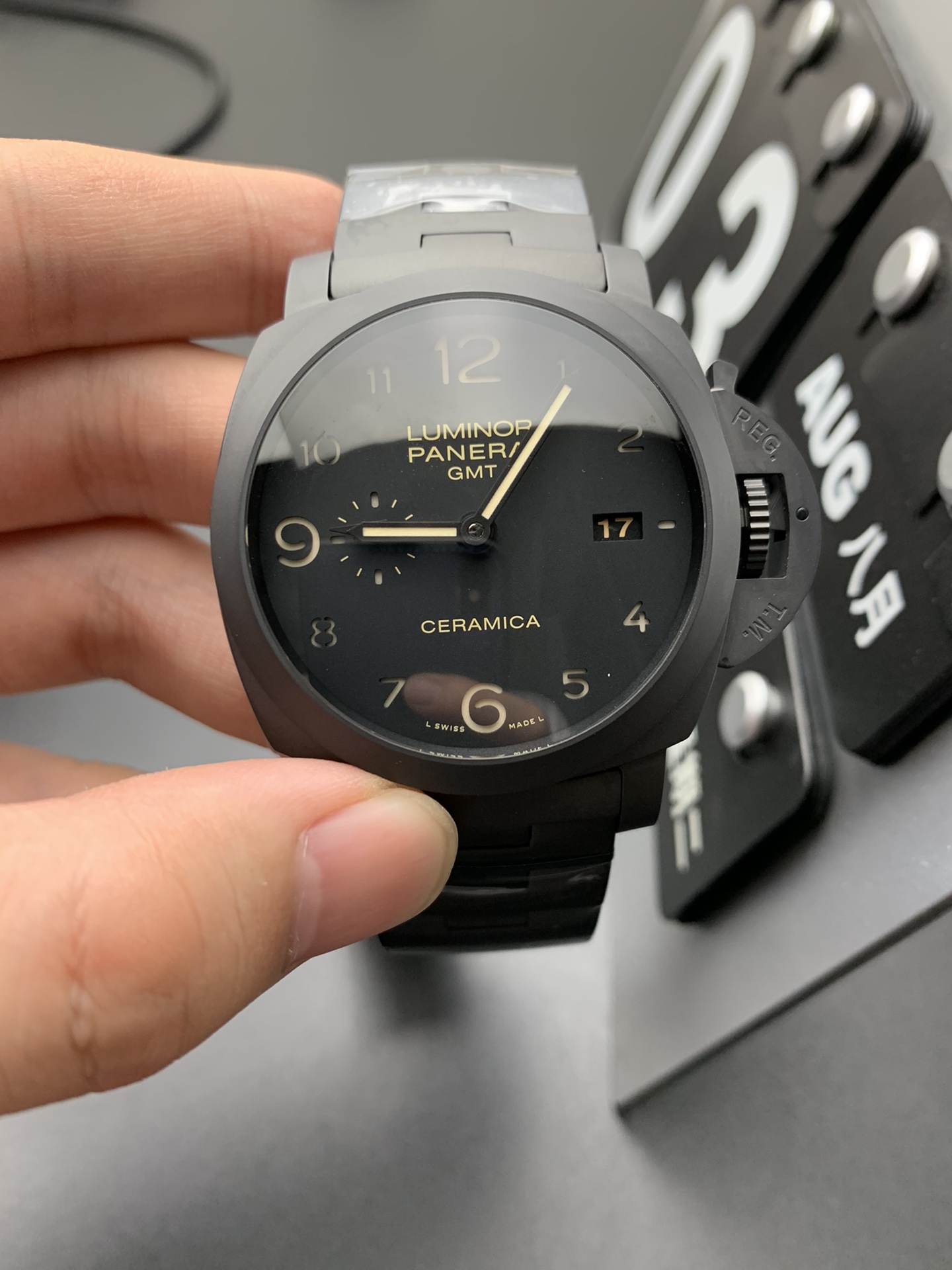 vsf-14912-2807d80cc7-i1627967307_2161_0-1 VS Factory Panerai Luminor 1950 “Tuttonero” GMT 44mm PAM00438 1:1 Super Clone – DDP.9001/B Movement - Image 1