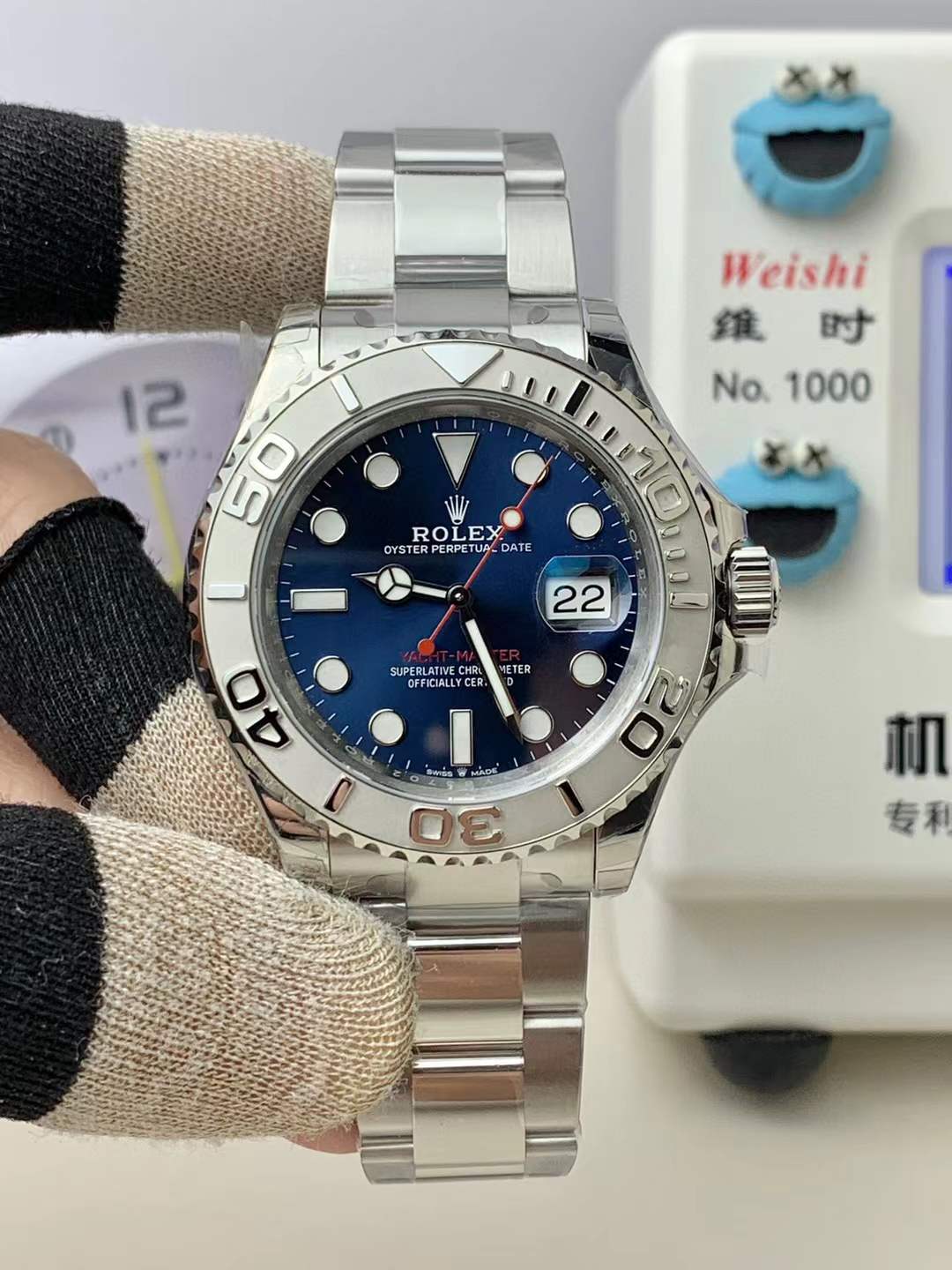 vsf-15384-27c0286d6f-2026-04-18_152101_067 VS Factory Rolex Yacht-Master 40mm Blue Sunburst Dial Platinum Bezel Oyster Bracelet (126622) 1:1 Super Clone – DD3235 Movement - Image 1