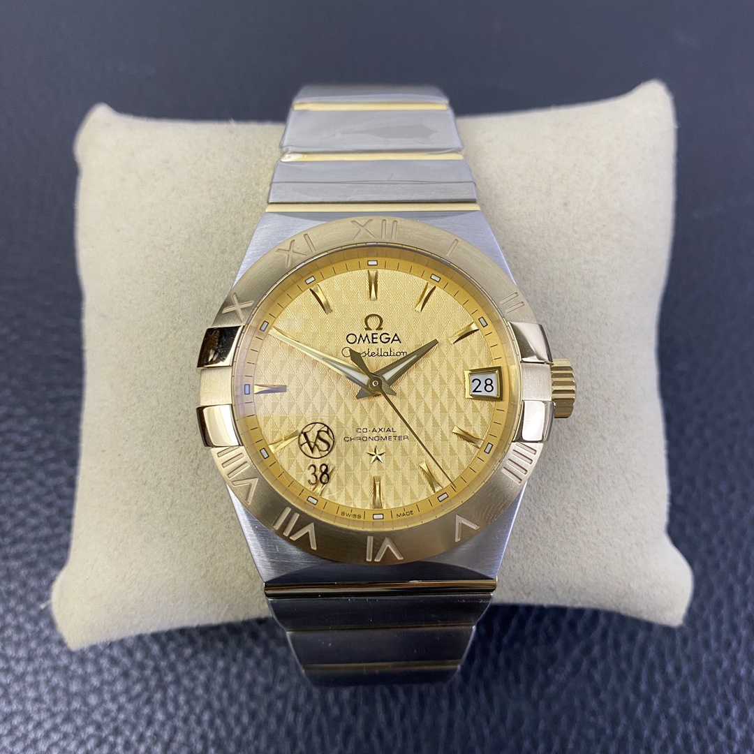 vsf-15778-965e525ef5-i1596393475_3818_0-1 VS Factory Omega Constellation 38mm Two-Tone Yellow Gold Textured Dial (123.20.38.21.08.001) 1:1 Super Clone – DD8500 Movement - Image 1