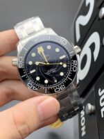VS Factory Omega Seamaster Diver 300M James Bond 50th Anniversary OHMSS 42mm Black Gun-Barrel Dial Black Ceramic Bezel Stainless Steel Bracelet (210.20.42.20.01.004) 1:1 Super Clone – DD8800 Movement - Image 3